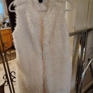 Love Women's Furry White Vest
